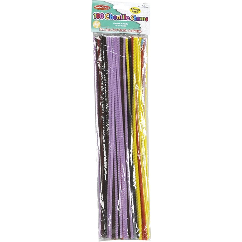 Creative Arts® by Charles Leonard Chenille Stems — 4 mm × 12", Assorted, 100/Pack