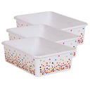 Teacher Created Resources® Confetti Large Plastic Storage Bin, Pack of 3, 16-1/4"" L x 11-1/2"" W x 5"" H (each), 3 bins