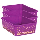 Purple Confetti Large Plastic Storage Bin, Pack of 3