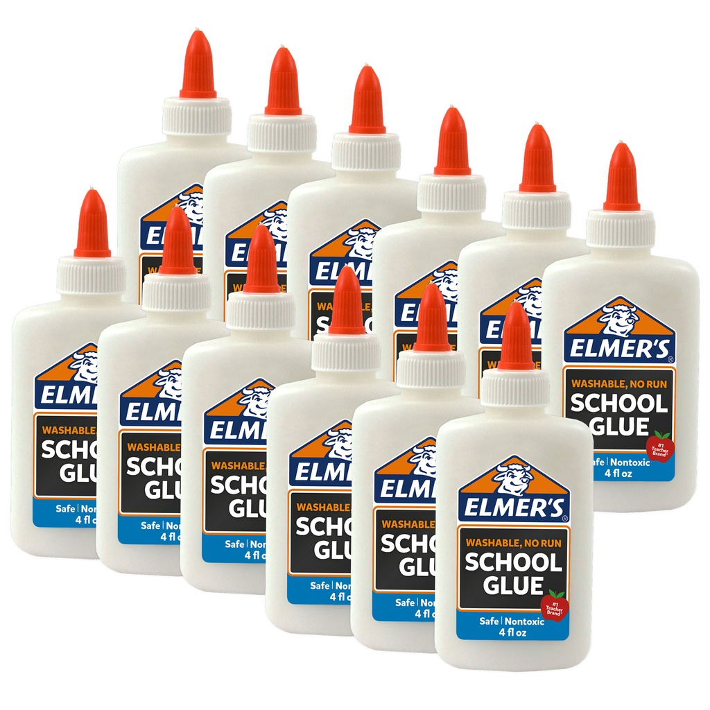 Elmer’s® Washable School Glue — No‑Run Formula, 4 oz, 12/Pack