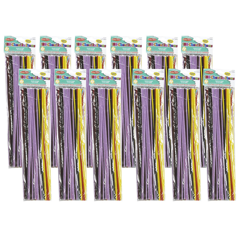 Creative Arts™ Chenille Stems, 4 mm/12", Assorted Colors, 100 Per Pack, 12 Packs