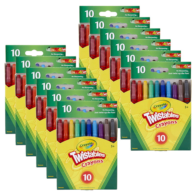 Crayola® Mini Twistables® Crayons — 10 per pack, class set of 12 packs (120 total)
