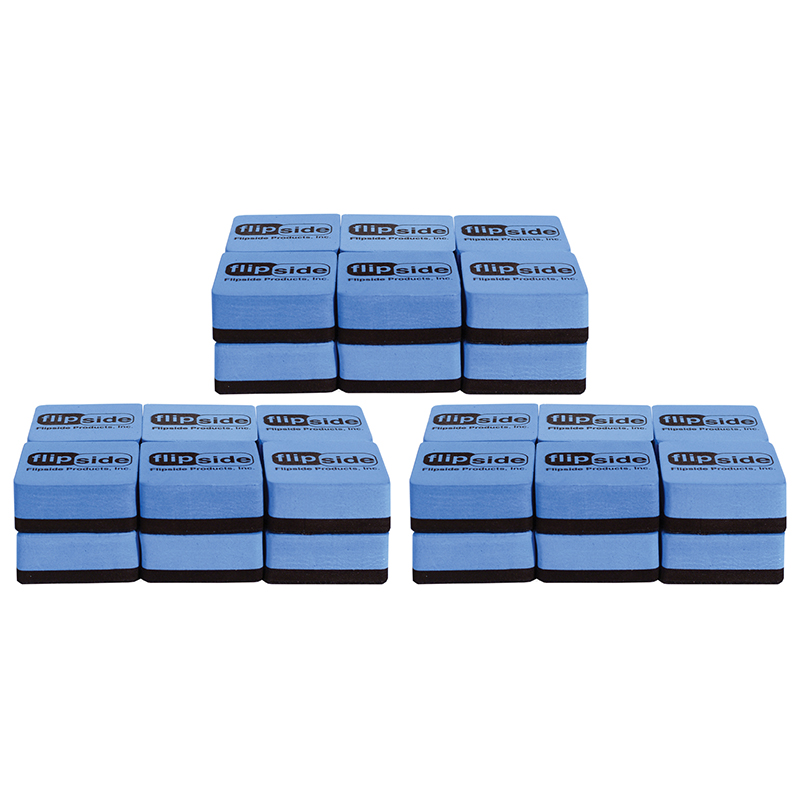 Flipside® Magnetic Whiteboard Student Erasers (Logo), 3‑Pack (36 Total), 2" × 2"