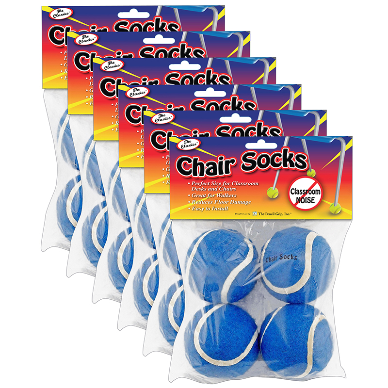 Chair Socks, Blue, 4 per Pack, 6 Packs