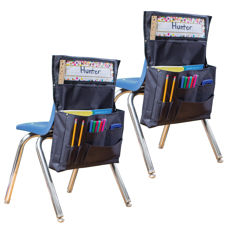 Teacher Created Resources® Black Chair Pocket, Pack of 2,15-1/2" x 19" each, 2 pockets 