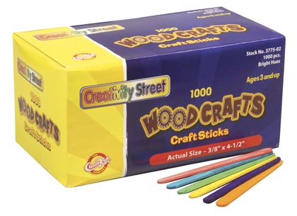 Creativity Street® Jumbo Colored Wood Craft Sticks,6" x 3/4", 500 sticks 