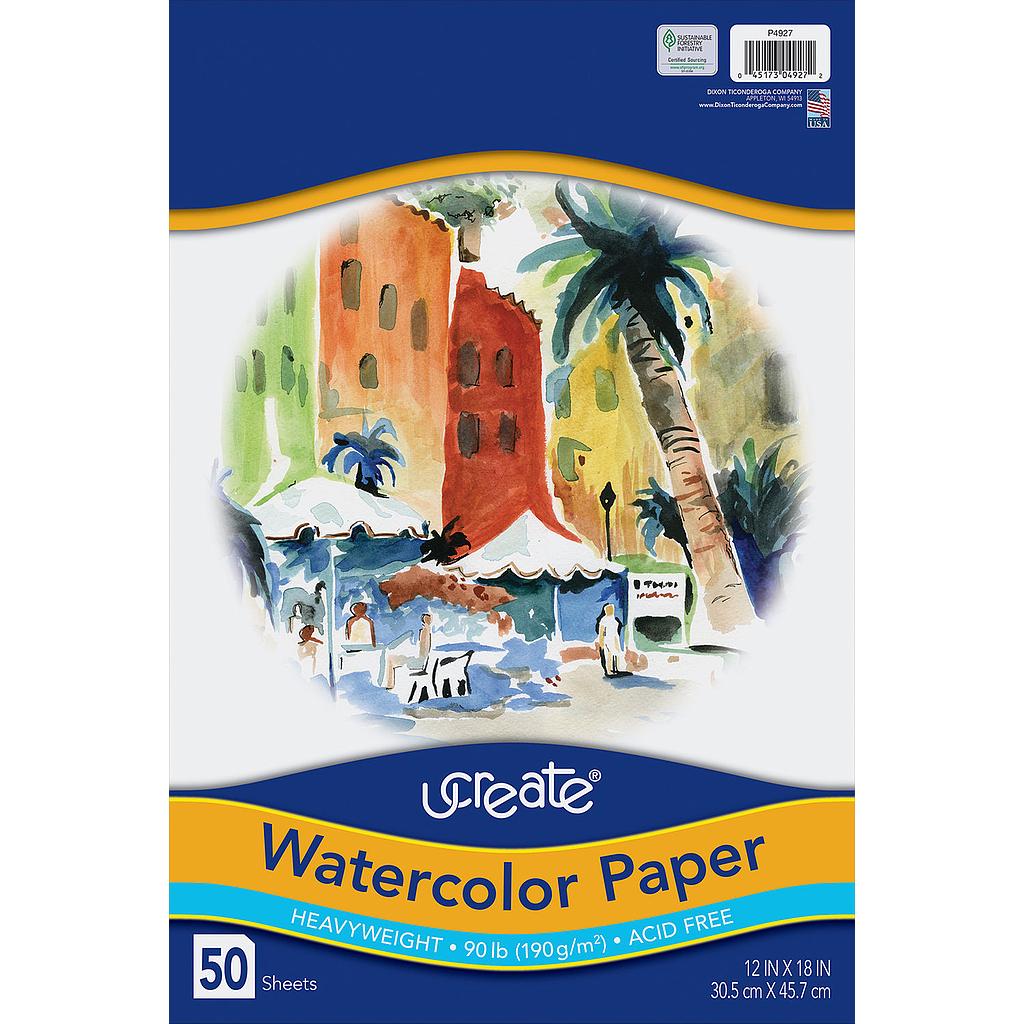 UCreate® by Pacon® Art1st® Watercolor Paper — 12" × 18", 90 lb, 50 Sheets