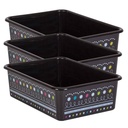 Teacher Created Resources® Chalkboard Brights Large Plastic Storage Bin, Pack of 3,16-1/4" W x 5" H x 11-1/2" D (each), Set of 3 bins 