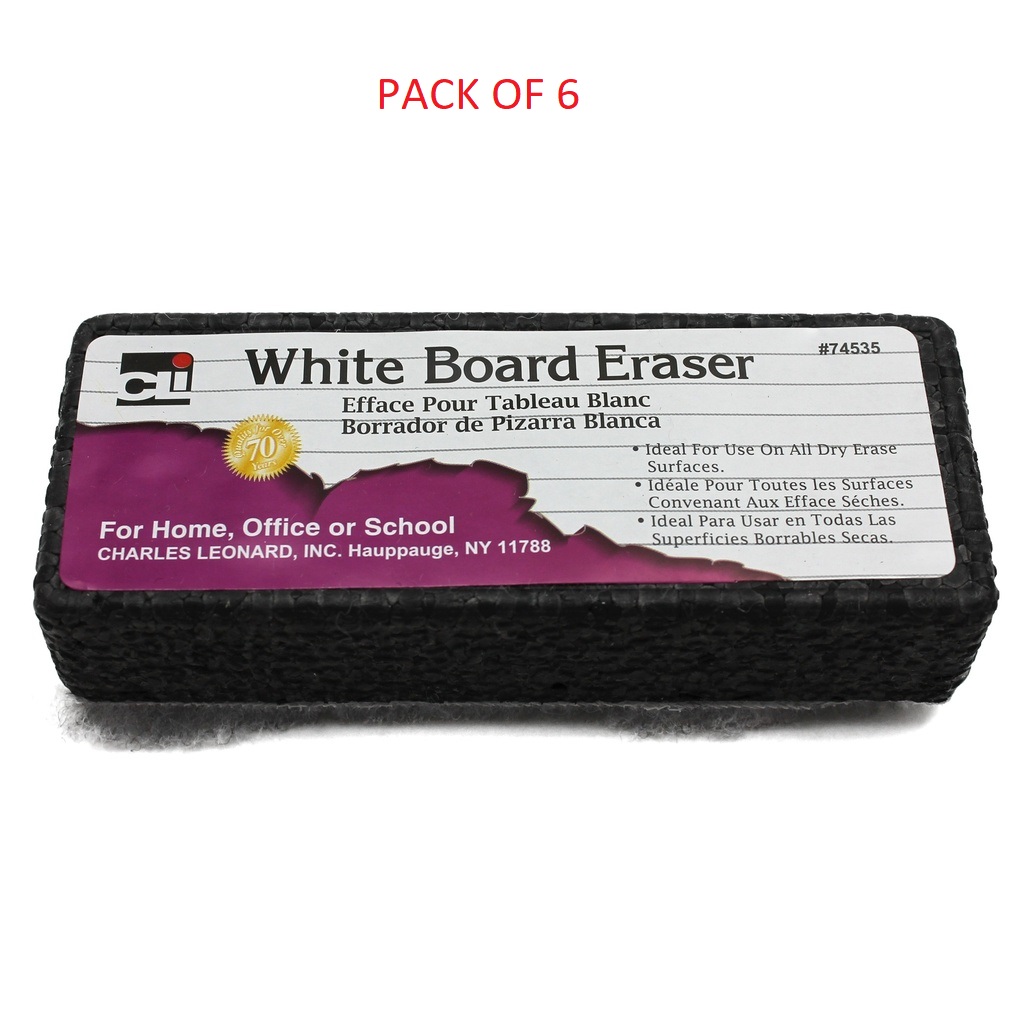 Charles Leonard® Whiteboard Erasers — felt/foam (6 pack)