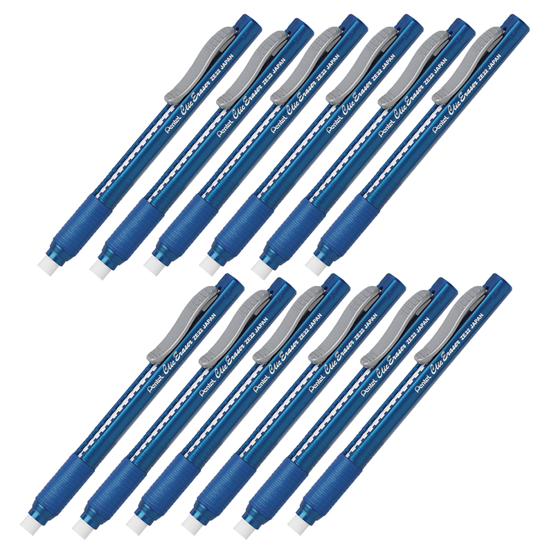 Clic Erasers® Grip, Blue Barrel, Pack of 12