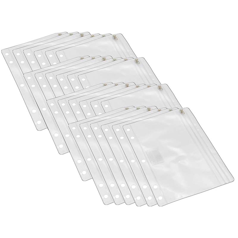Charles Leonard® Clear Vinyl Binder Pencil Pouches — Zip‑Lock, 10" × 7", 24/Pack