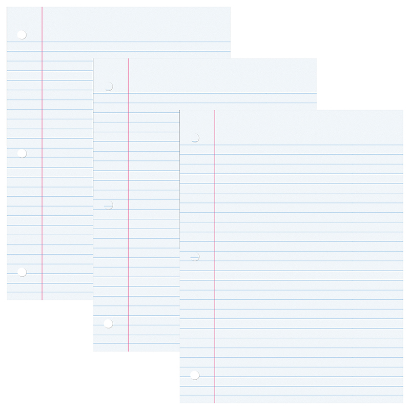 Pacon® Filler Paper — Wide Rule, Red Margin, 8" × 10.5"; 200 sheets/pack, 3‑pack case