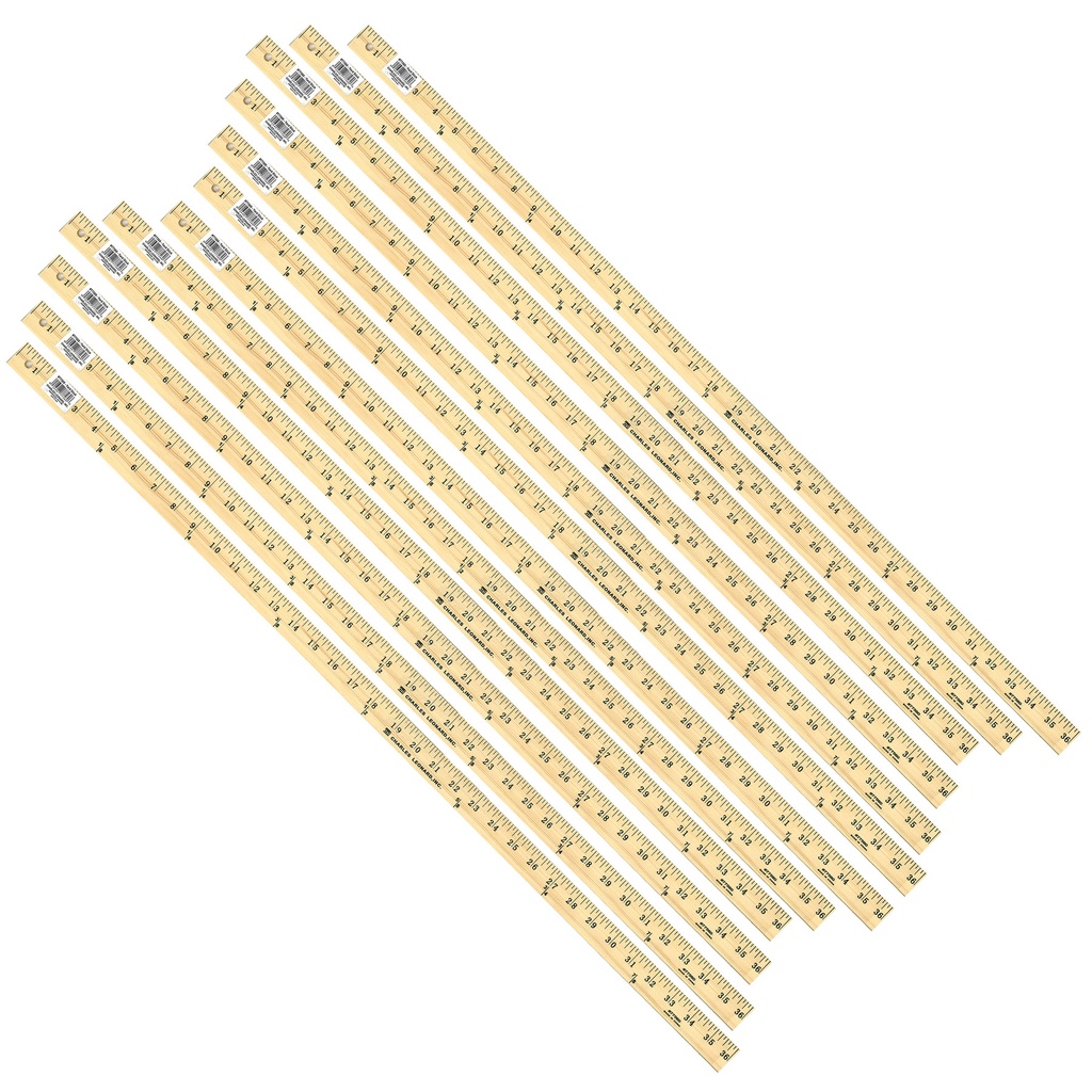Charles Leonard® Wooden Yardsticks — 36" Class Pack, 12/Box