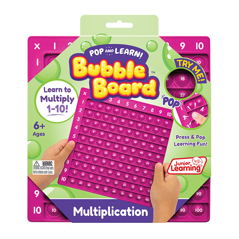 Junior Learning® Multiplication Pop and Learn™ Bubble Board — 100‑bubble facts grid