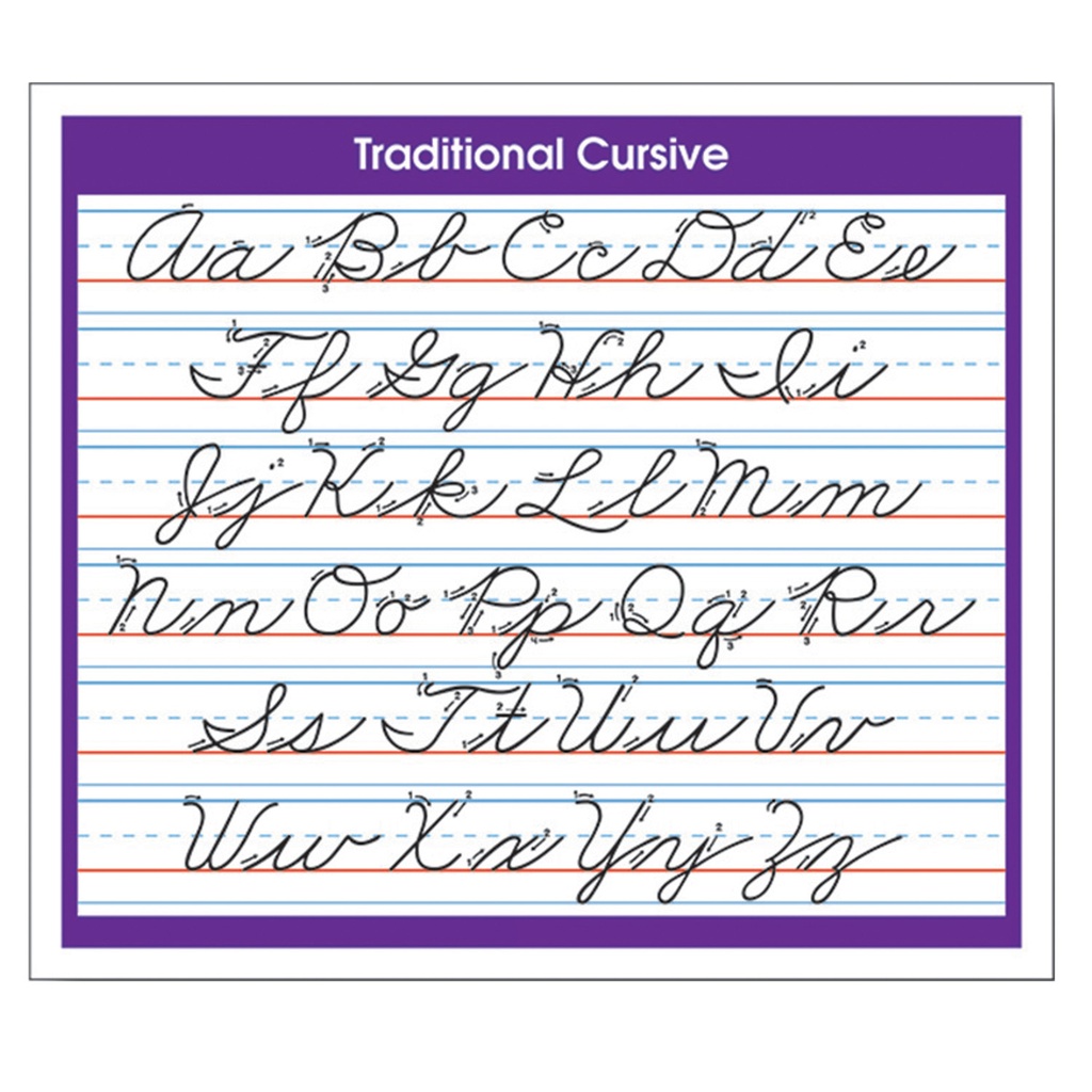 North Star Teacher Resources® Adhesive Traditional Cursive Desk Prompt — 36/Pack, 4" × 3½" — Self-adhesive cursive reference prompt for student desks