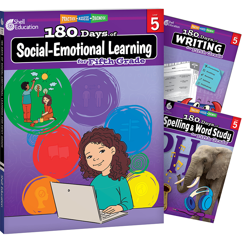 180 Days Social-Emotional Learning, Writing, & Spelling Grade 5: Book Set