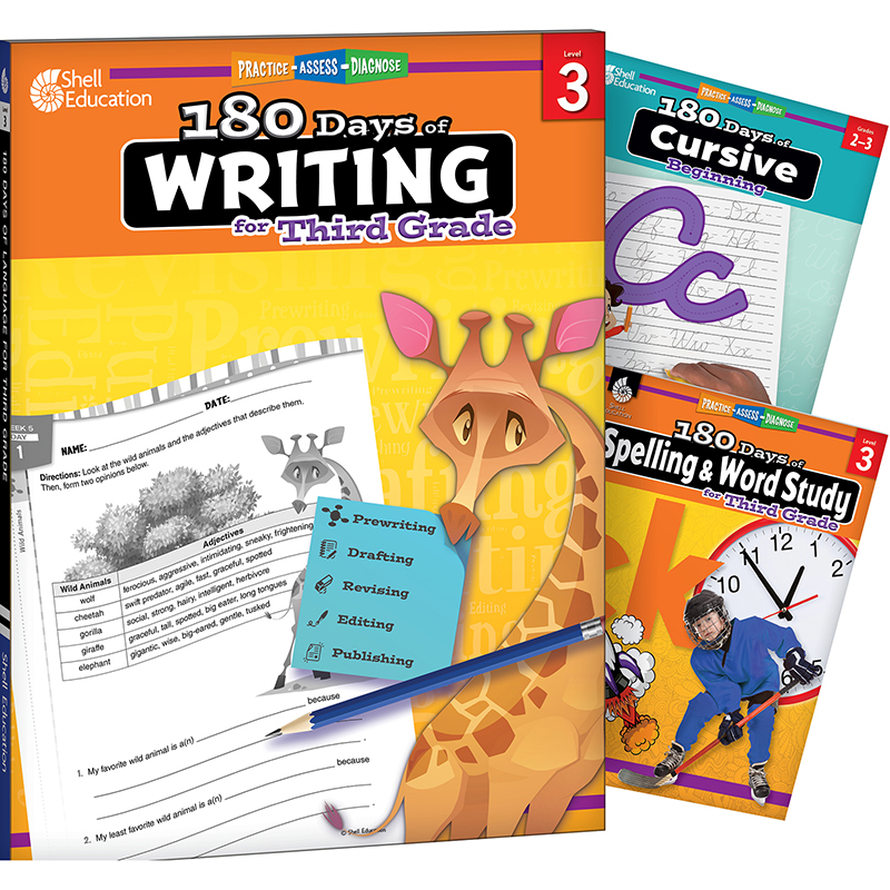 180 Days Writing, Spelling, & Cursive Grade 3: Book Set