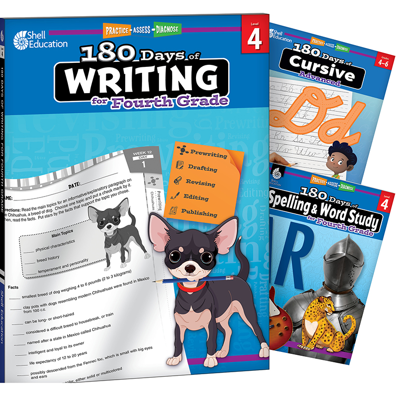 180 Days Writing, Spelling, & Cursive Grade 4: Book Set