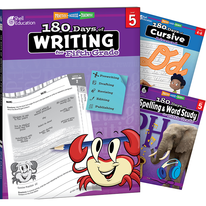 180 Days Writing, Spelling, & Cursive Grade 5: Book Set