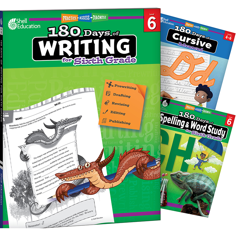 180 Days Writing, Spelling, & Cursive Grade 6: Book Set