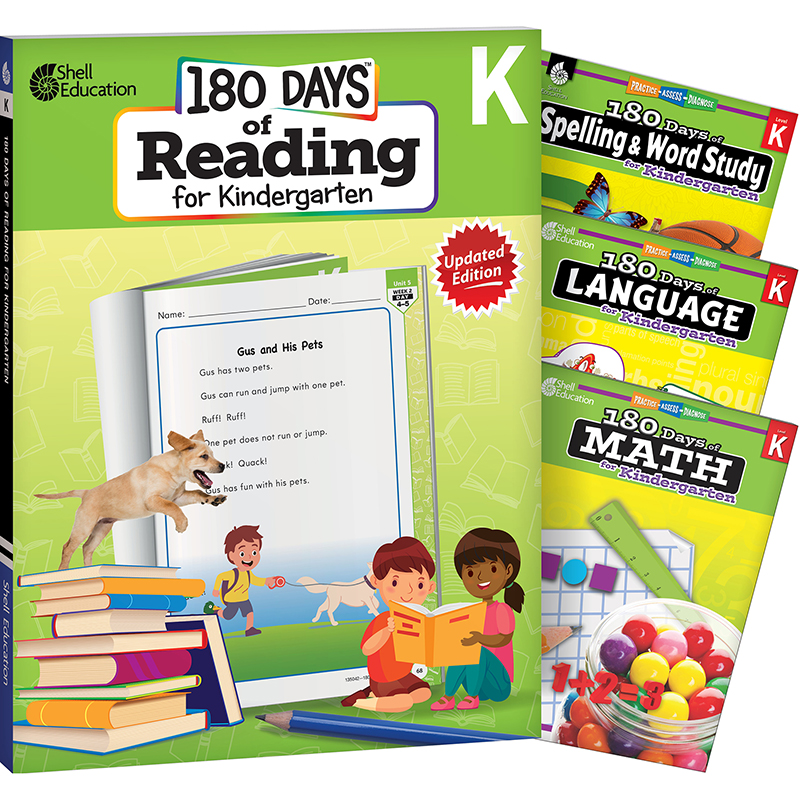 180 Days Reading, Spelling, Language, & Math Grade K: Book Set