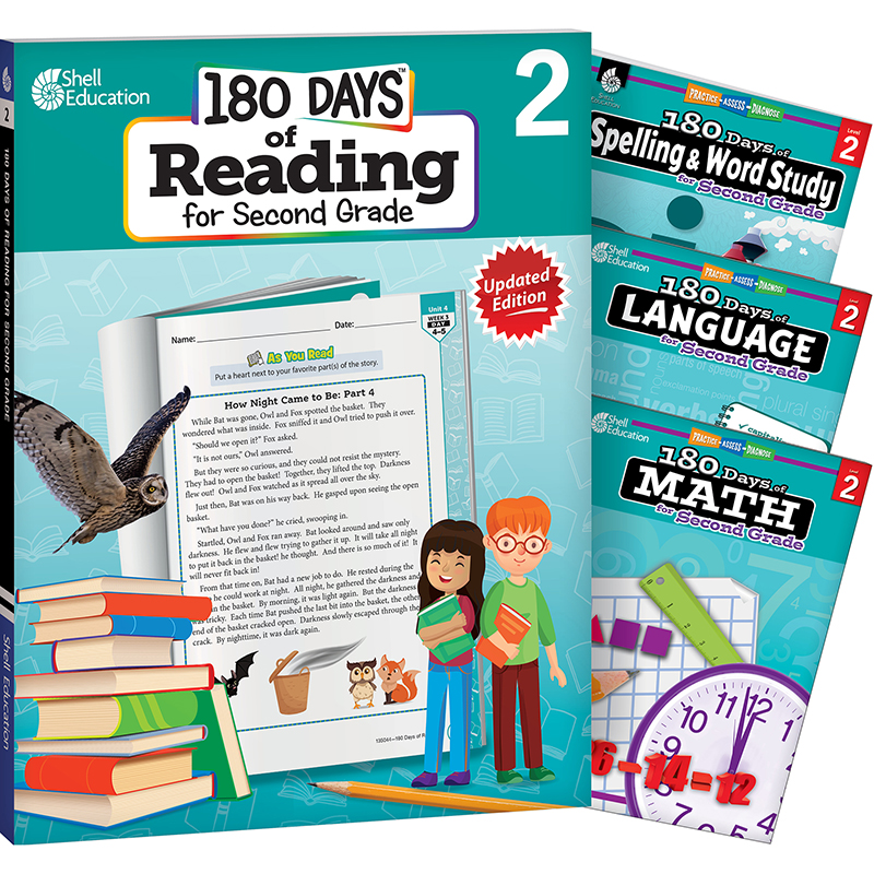 180 Days Reading, Spelling, Language, & Math Grade 2: Book Set