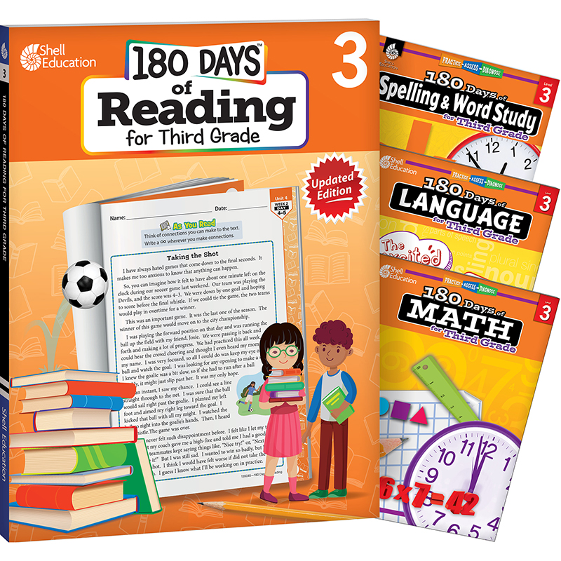 180 Days Reading, Spelling, Language, & Math Grade 3: Book Set