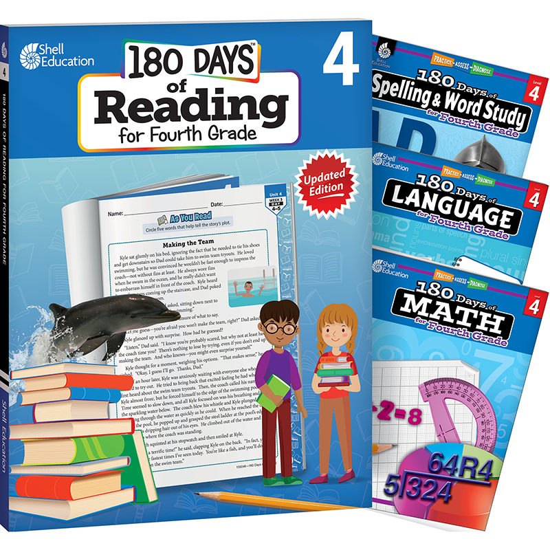 180 Days Reading, Spelling, Language, & Math Grade 4: Book Set