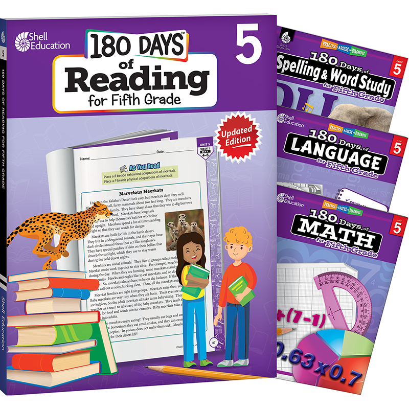180 Days Reading, Spelling, Language, & Math Grade 5: Book Set
