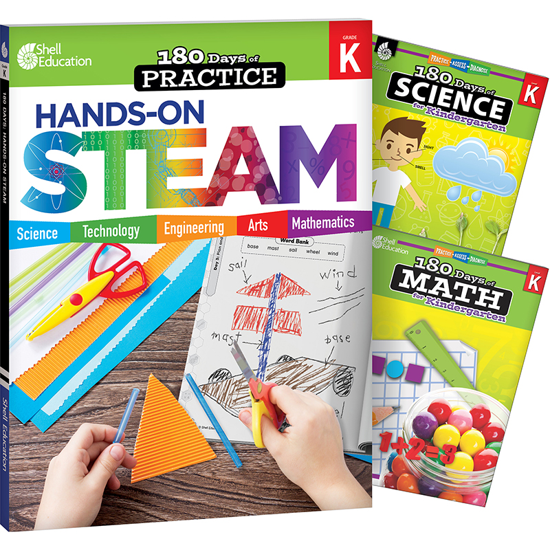 180 Days STEAM, Science, & Math Grade K: Book Set