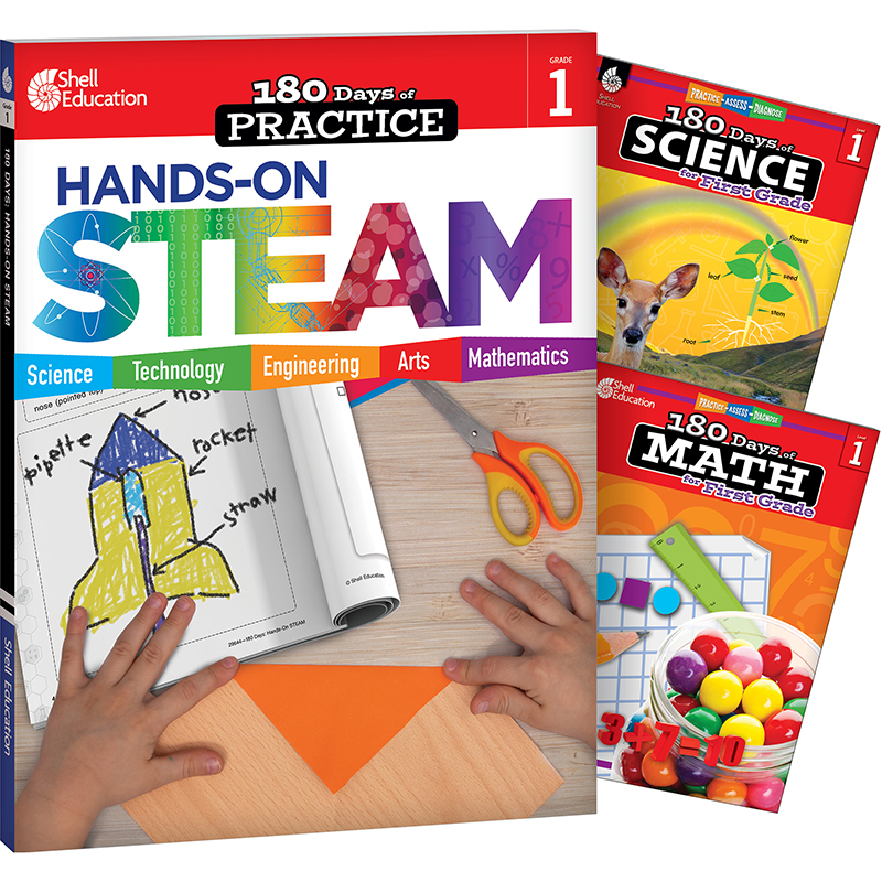 180 Days STEAM, Science, & Math Grade 1: Book Set