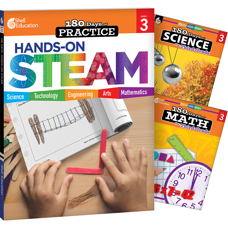 180 Days STEAM, Science, & Math Grade 3: Book Set