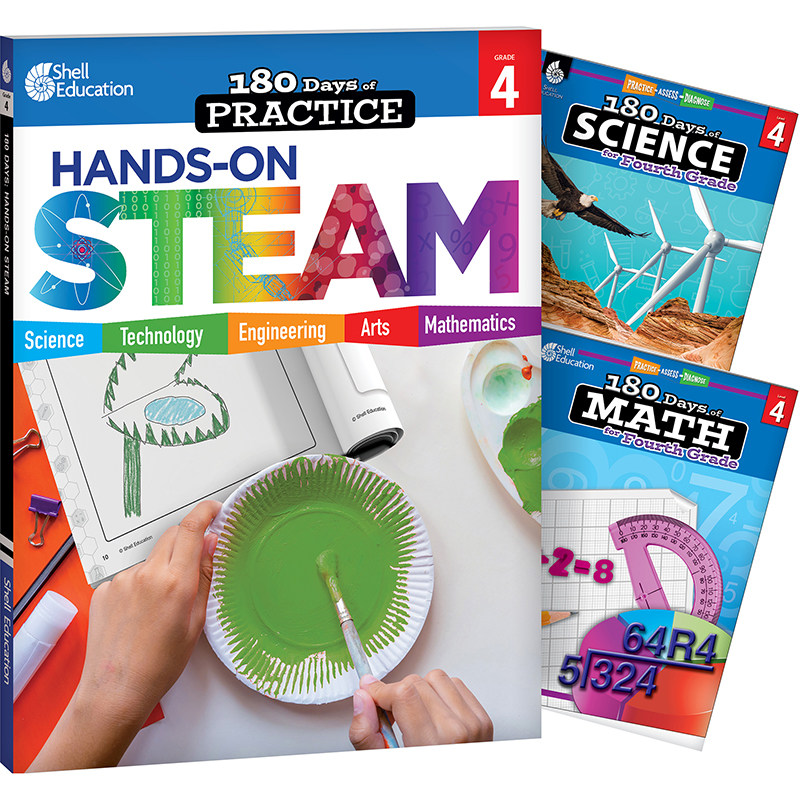 180 Days STEAM, Science, & Math Grade 4: Book Set