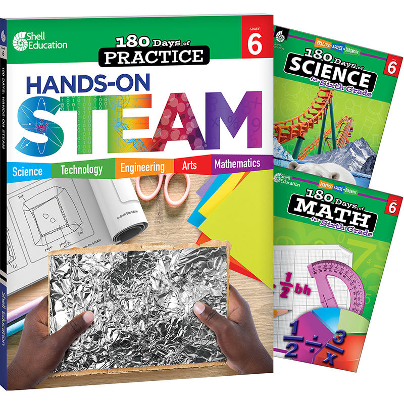 180 Days STEAM, Science, & Math Grade 6: Book Set