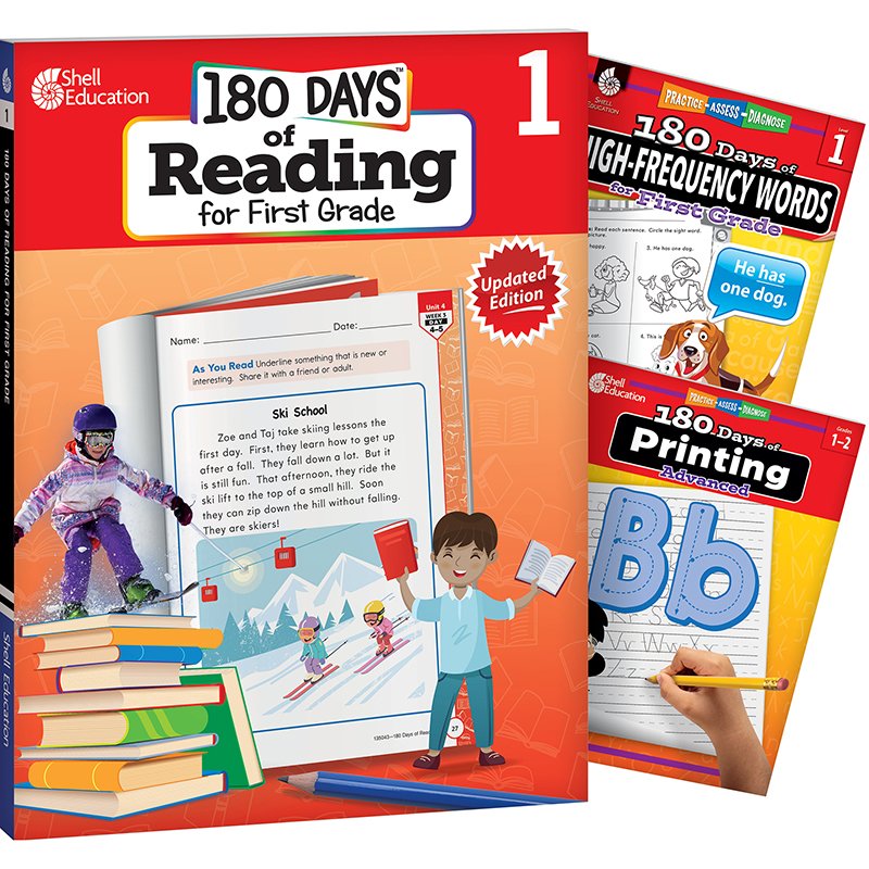 180 Days Reading, High-Frequency Words, & Printing Grade 1: Book Set