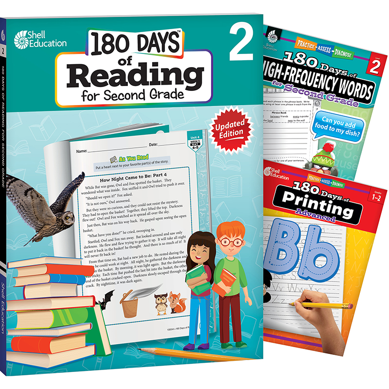 180 Days Reading, High-Frequency Words, & Printing Grade 2: Book Set