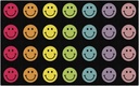 Schoolgirl Style Rainbow Smileys In Black Criss-Cross Applesauce Rectangle Rug