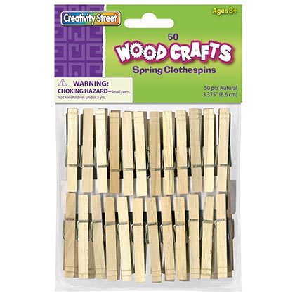 50ct WoodCrafts Spring Clothespins