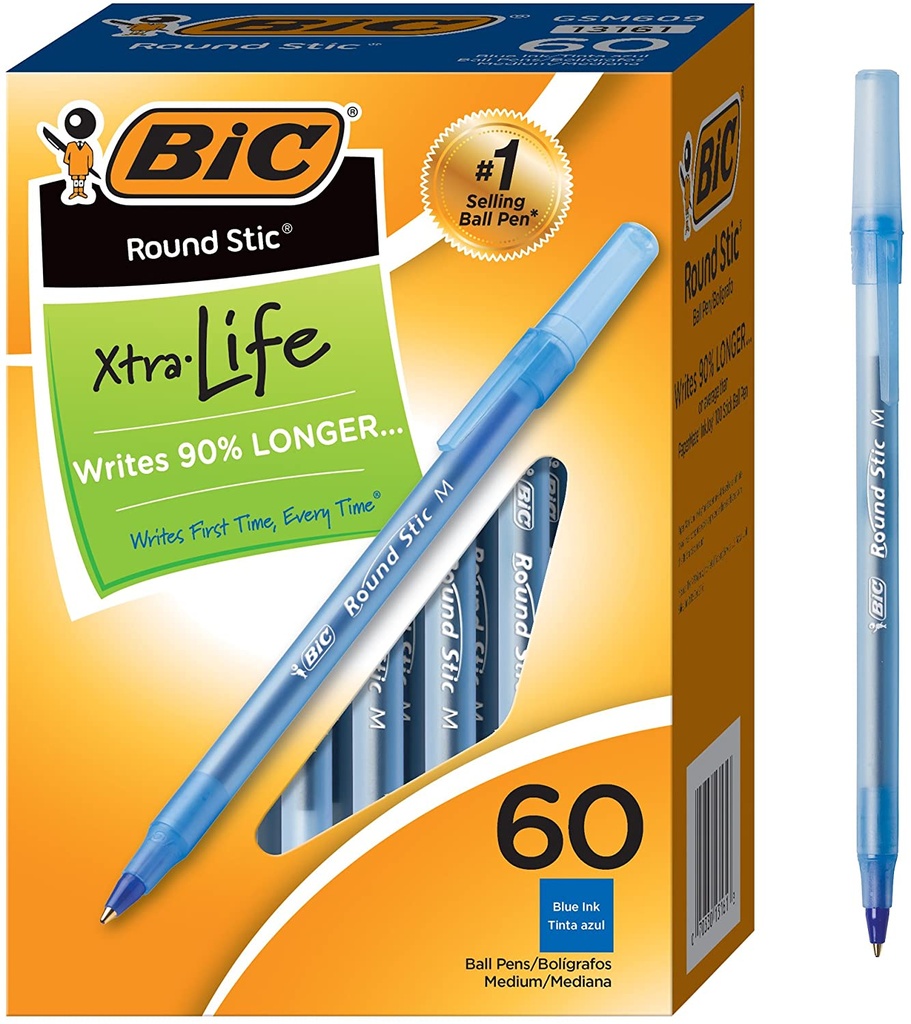 60ct Blue BIC Xtra Life Ballpoint Pens