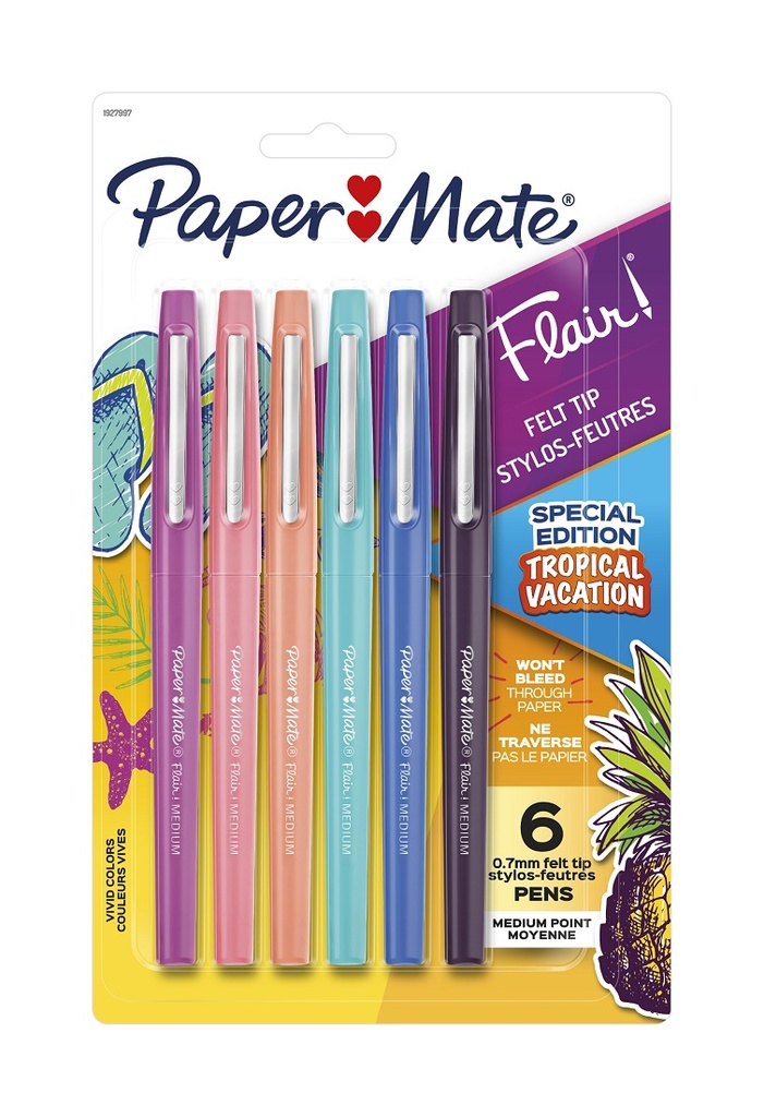 6ct Paper Mate Medium Flair Tropical Colors Pens Set