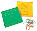 Learning Resources® Plastic Geoboard Classpack,7¼" boards (5 x 5 grid), Set of 10 boards + rubber bands 