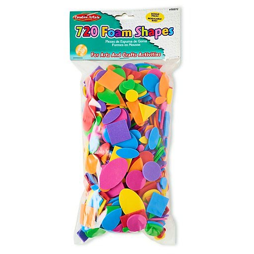Creative Arts™ Foam Shapes — 720‑piece assorted pack for crafts & centers