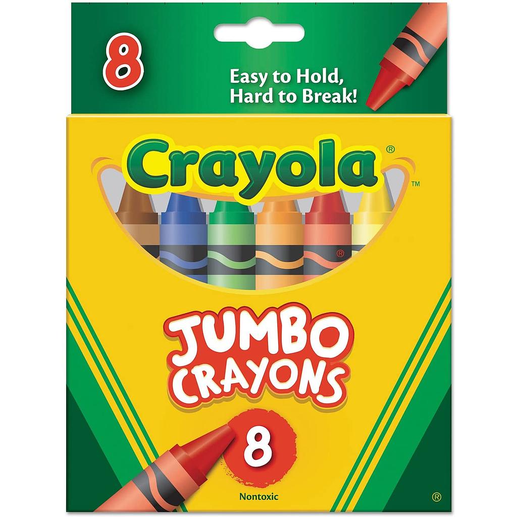 Crayola® Jumbo Crayons — 8 colors (5" × 9/16") for toddler grip
