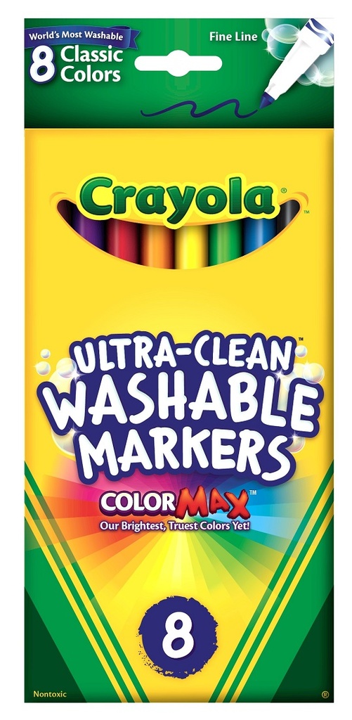 8ct Crayola Washable Markers Classic Colors Fine Tip