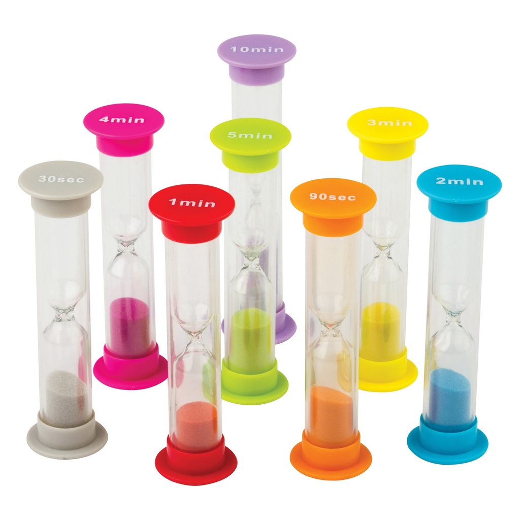 Teacher Created Resources® Small Sand Timers Combo Pack (8),1" x 3 1/2" each, 8 timers 