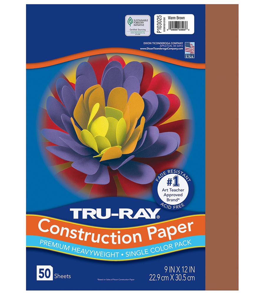 9x12 Warm Brown Tru-Ray Construction Paper 50ct Pack