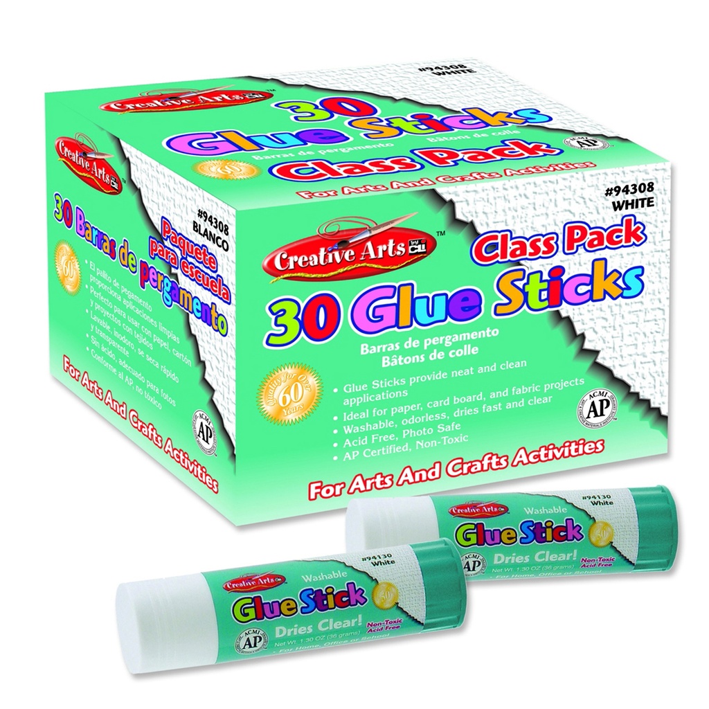 Charles Leonard® .28 oz Economy Clear Glue Stick Classpack — 30 Sticks