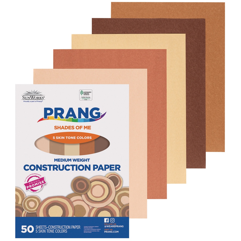Pacon® SunWorks® Multicultural Construction Paper — 9" × 12", 50 Sheets