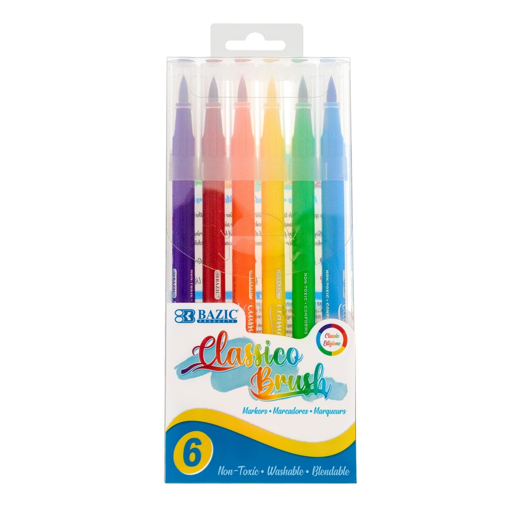 Classic Washable Brush Markers 6 Colors
