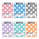Assorted Carnival Polka Dot Standarn Clipboards w/Low Profile Clips Set of 6